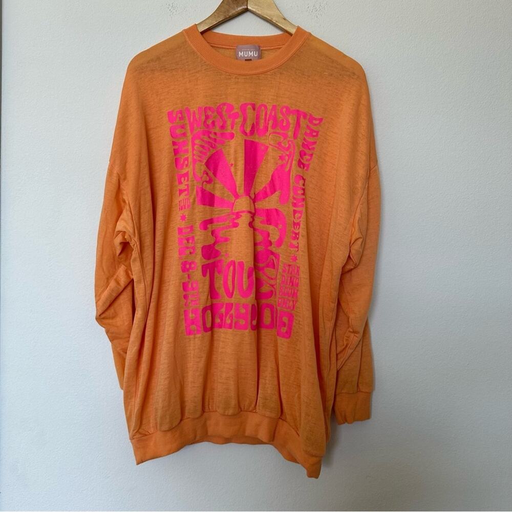 Show Me Your Mumu Sweatshirt Womens XS Orange Oversized Graphic‎ Print